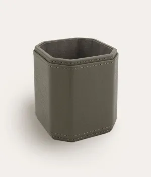 Stylish Smoke Adler Leather Pen Pot - Elegant Desk Organizer for Office & Home