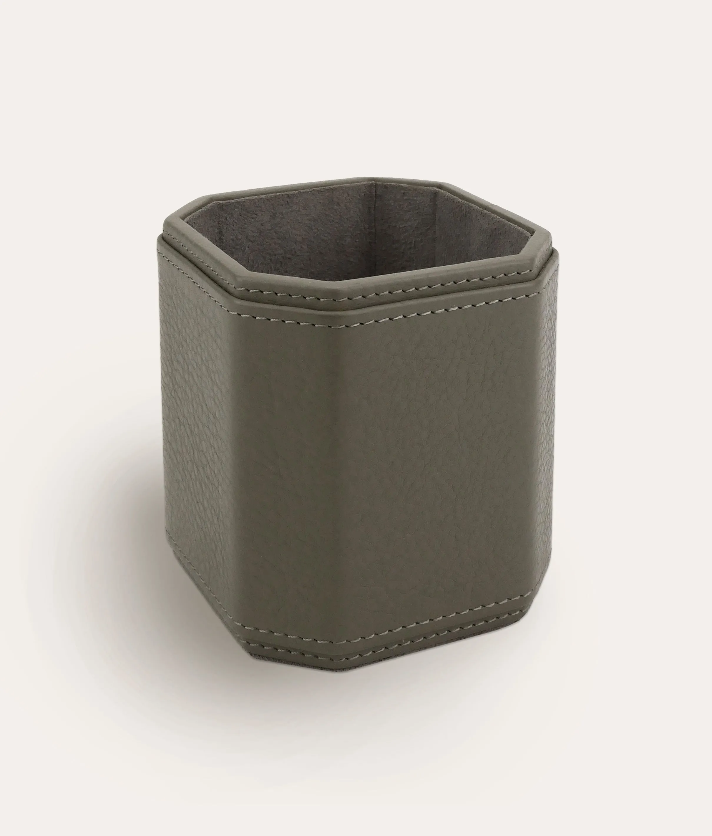 Stylish Smoke Adler Leather Pen Pot - Elegant Desk Organizer for Office & Home