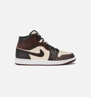 Air Jordan 1 Mid SE Mens Lifestyle Shoe in Velvet Brown, Sanddrift, Metallic Gold, and Earth