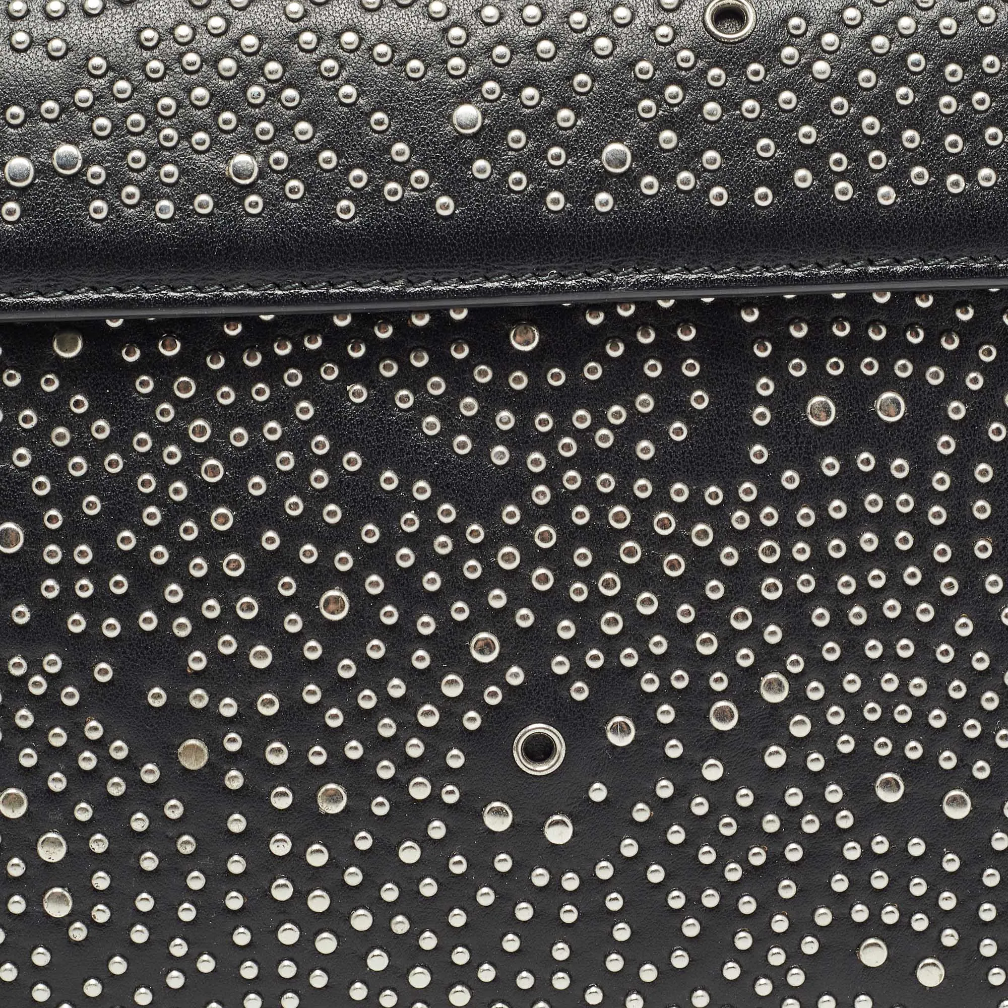 ALAIA Black Leather Studded Clutch