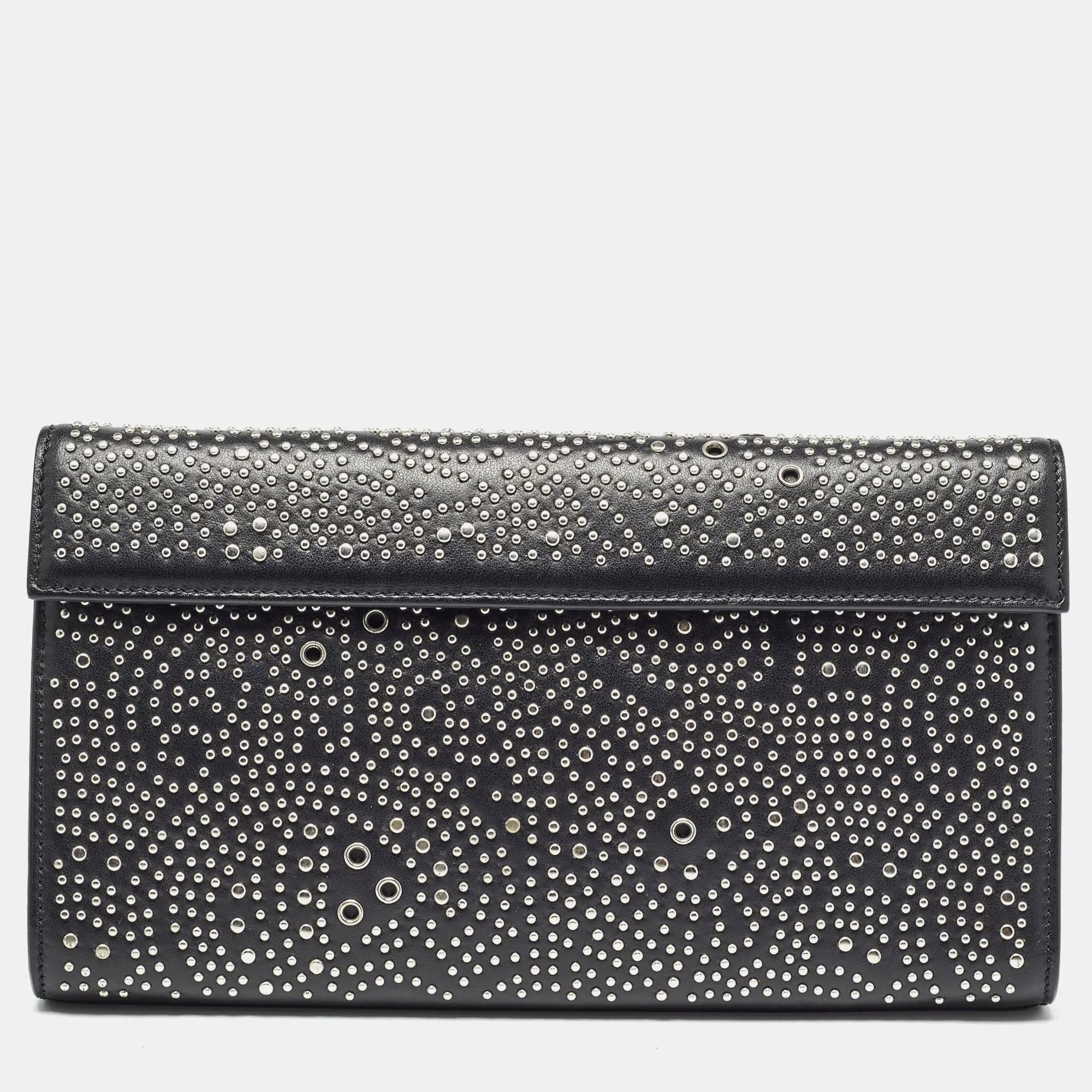 ALAIA Black Leather Studded Clutch