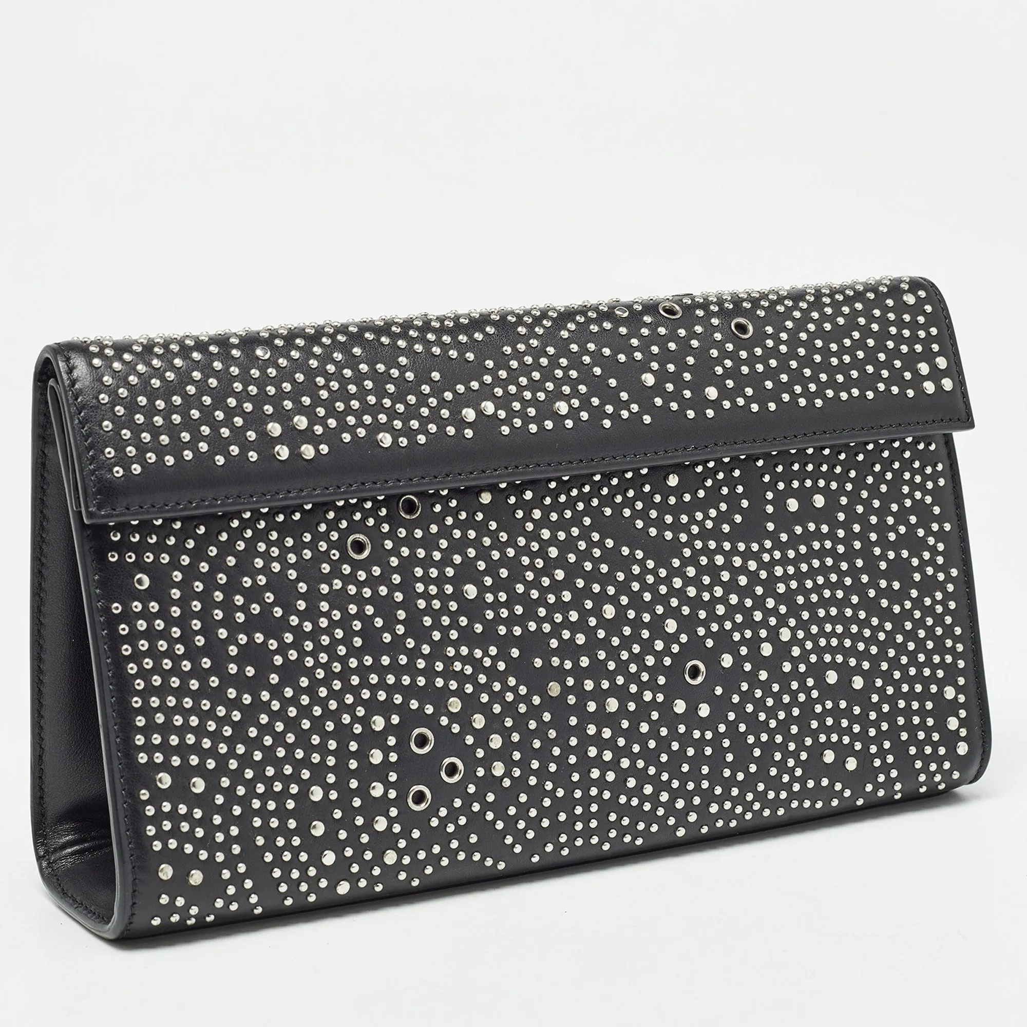 ALAIA Black Leather Studded Clutch