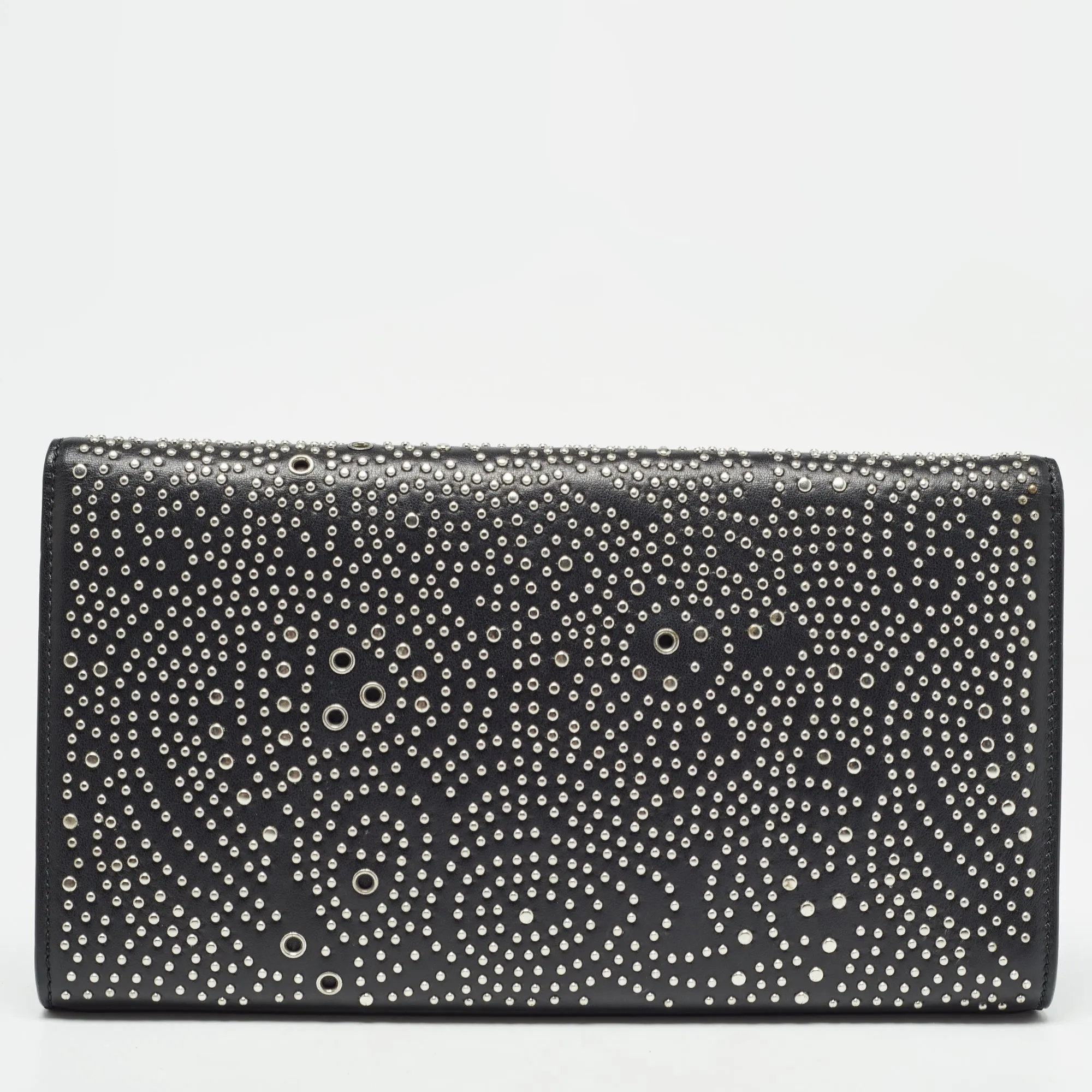 ALAIA Black Leather Studded Clutch