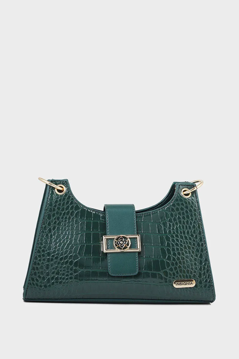 Stylish Green Baguette Shoulder Bag - Model B10525