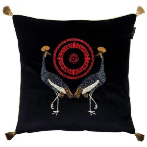 Birds of the Garden Velvet Embroidered Cushion - MINDTHEGAP
