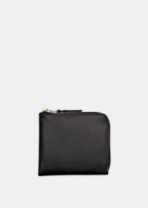 Black Classic Leather Zip Wallet