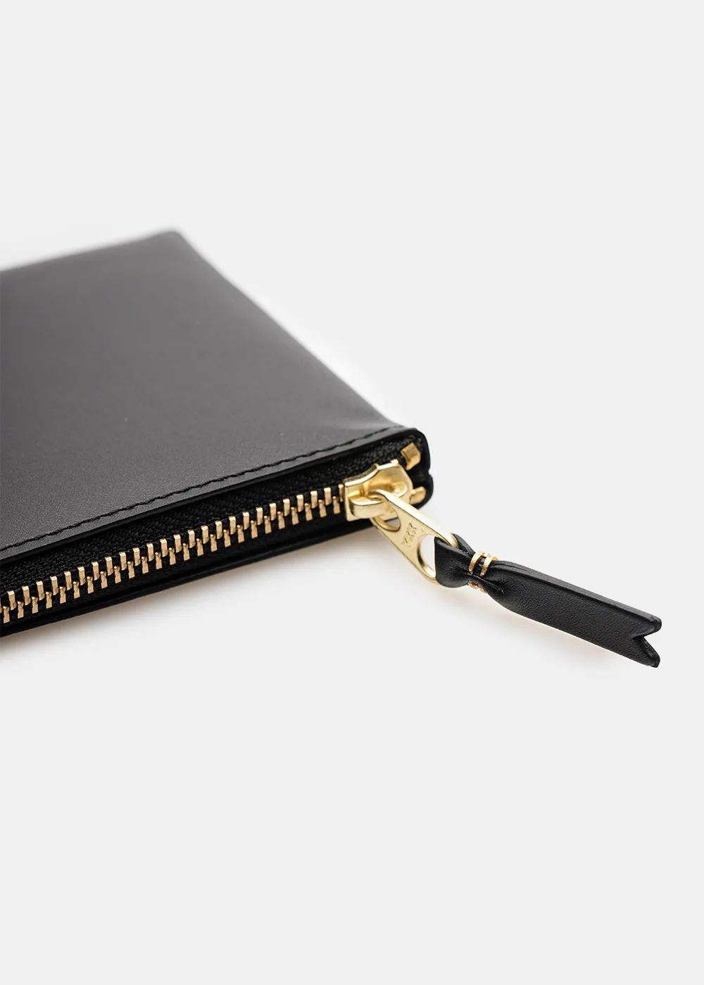 Black Classic Leather Zip Wallet