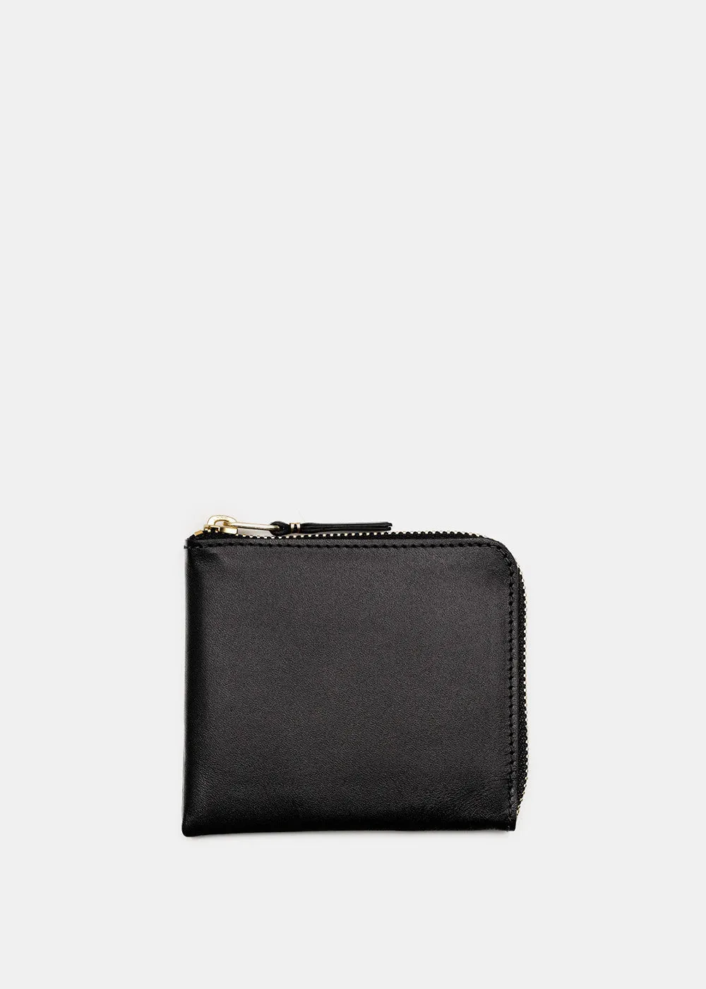 Black Classic Leather Zip Wallet