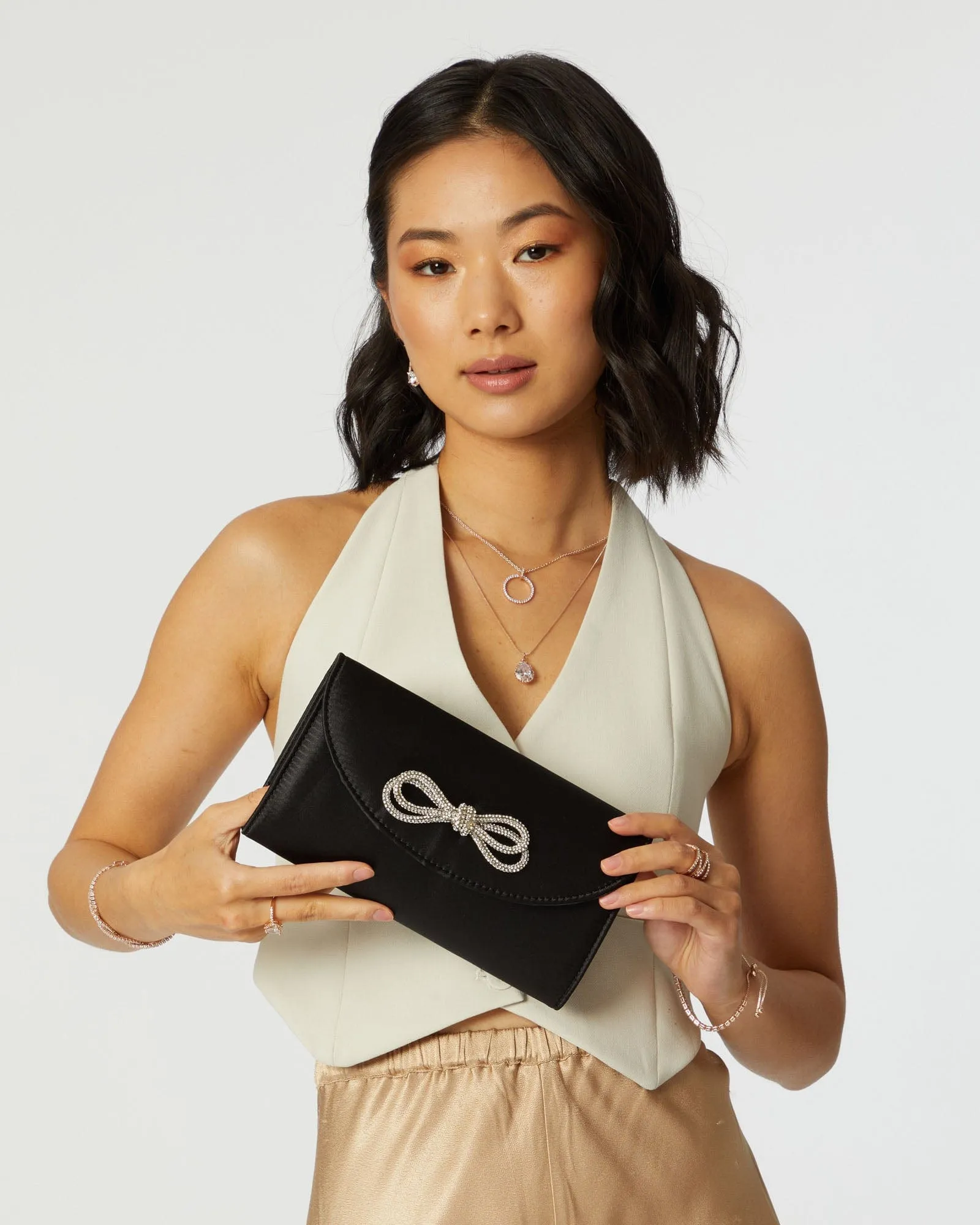 Black Mia Bow Clutch Bag
