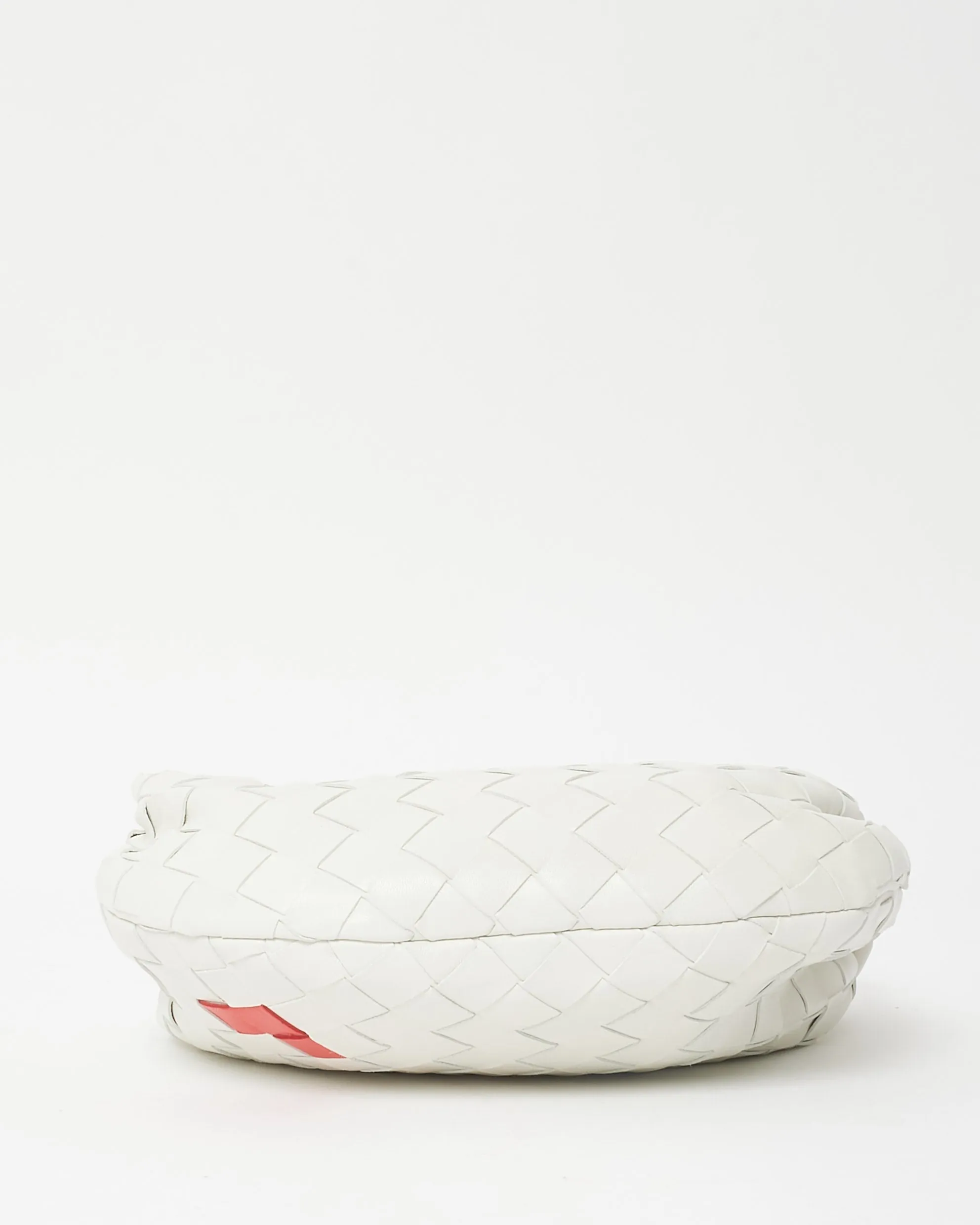 Bottega Veneta White Intrecciato Leather W/ Red Heart Mini Jodie