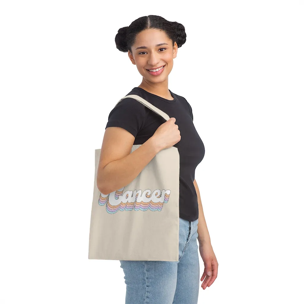 Cancer Retro Rainbow Canvas Tote Bag