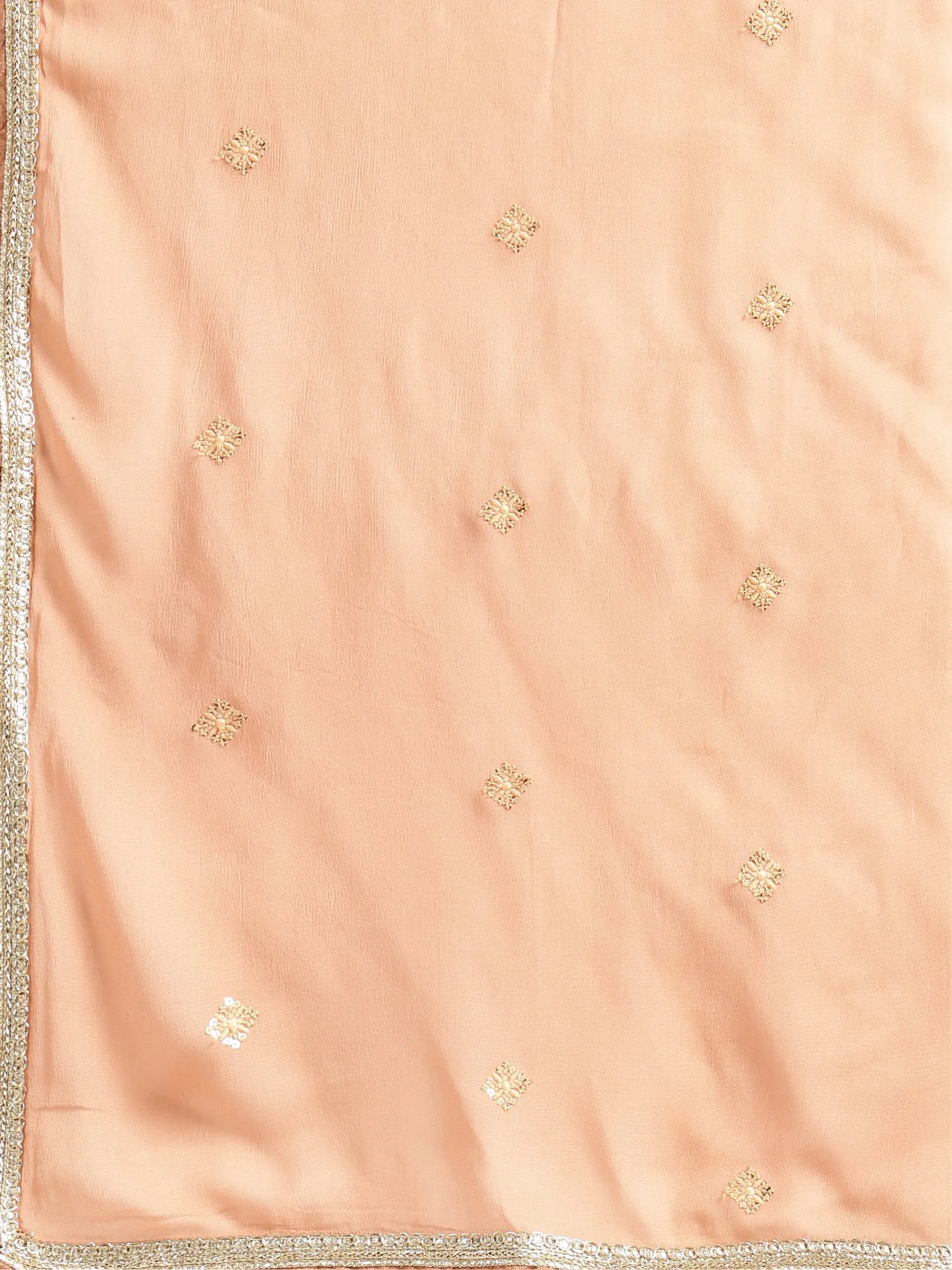 Caramel Gold Embroidered Anarkali Gown with Mirror Work Hemline