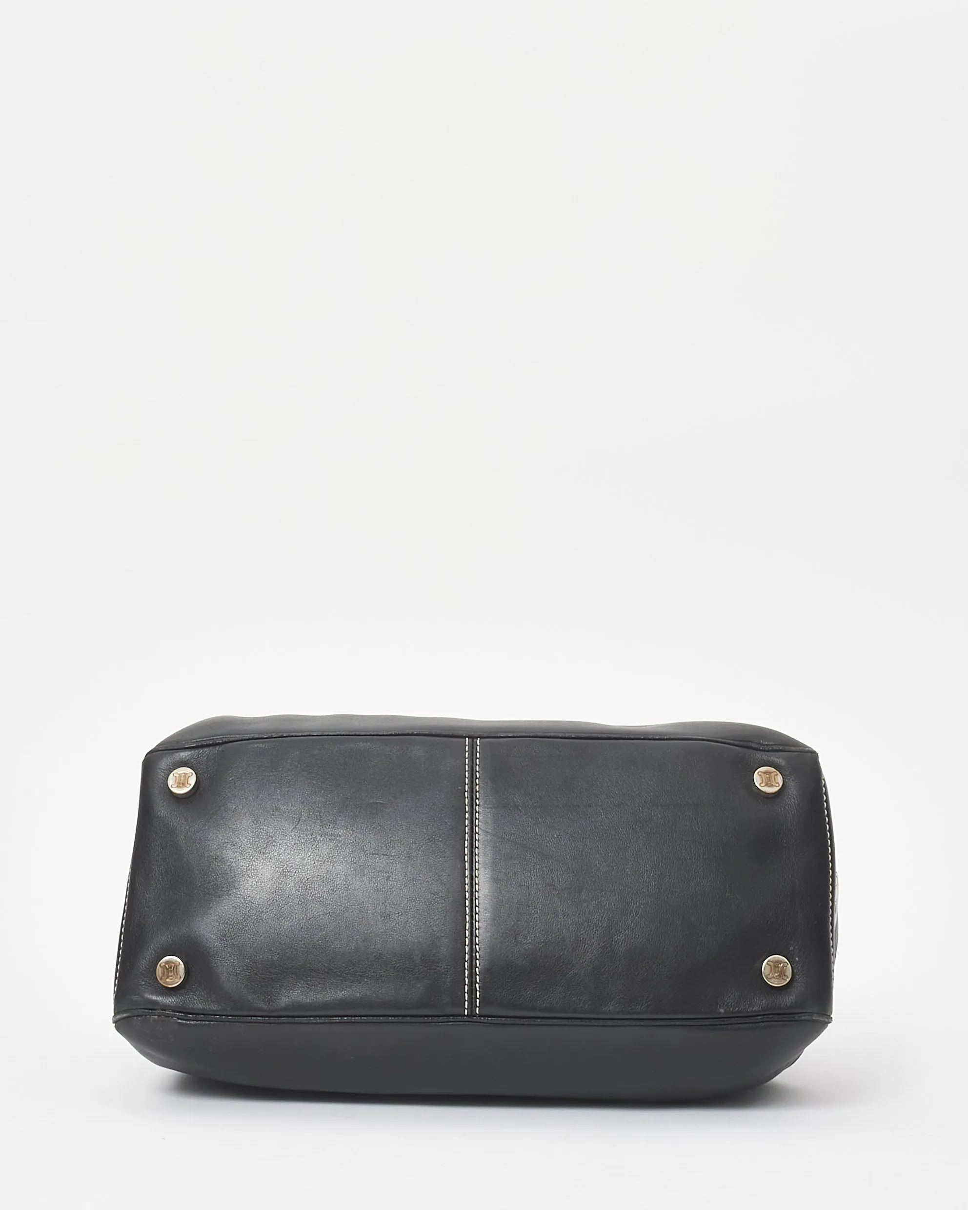 Celine Vintage Black Leather Top Handle Bag