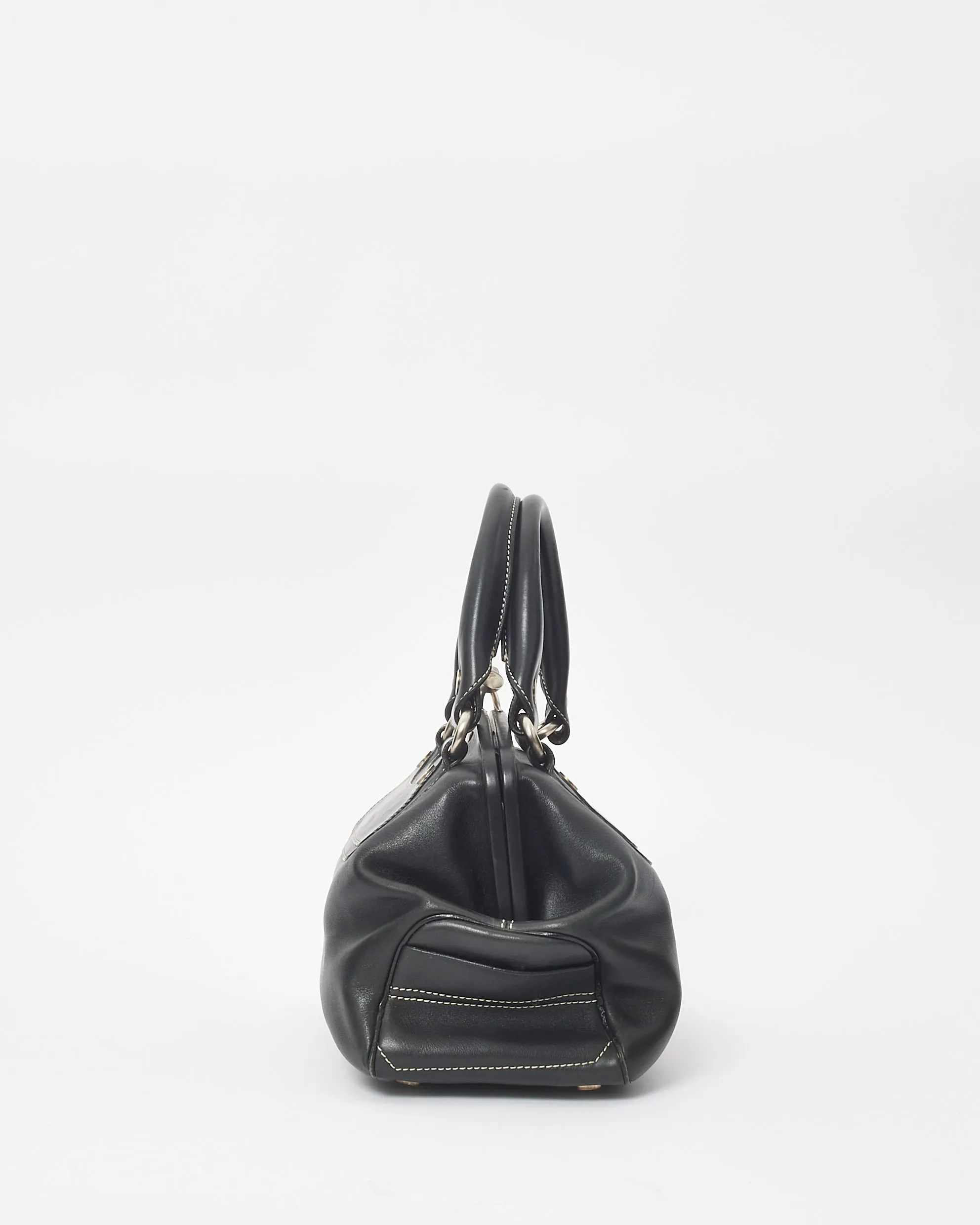 Celine Vintage Black Leather Top Handle Bag