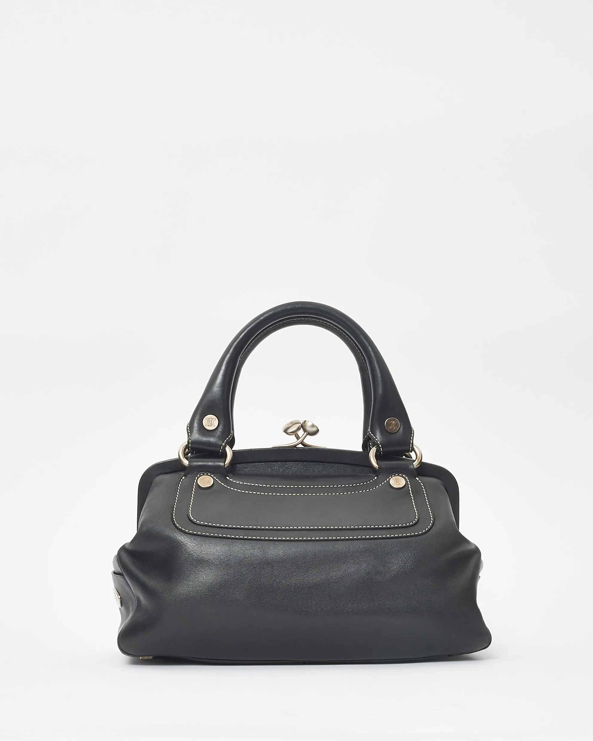 Celine Vintage Black Leather Top Handle Bag