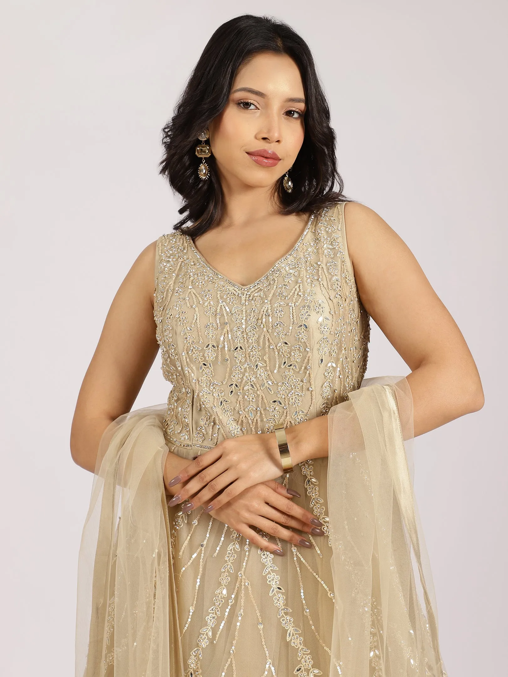 Champagne Gold Embroidered Gown