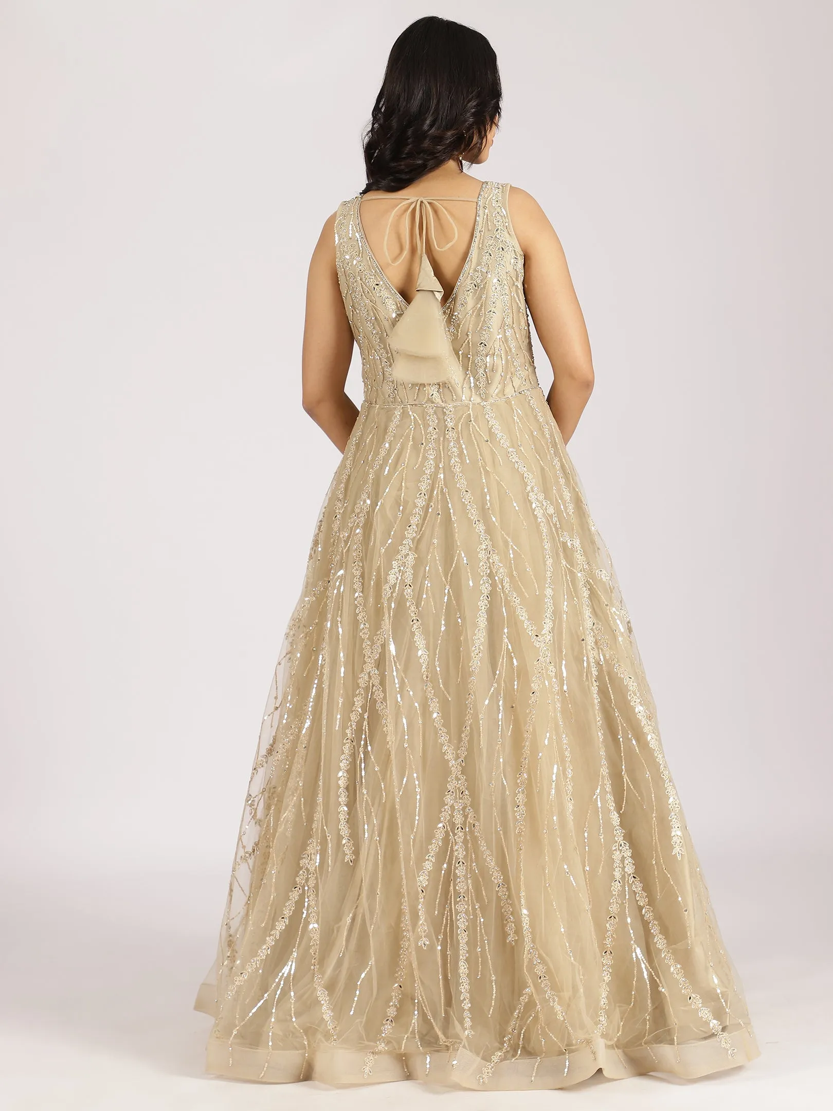 Champagne Gold Embroidered Gown
