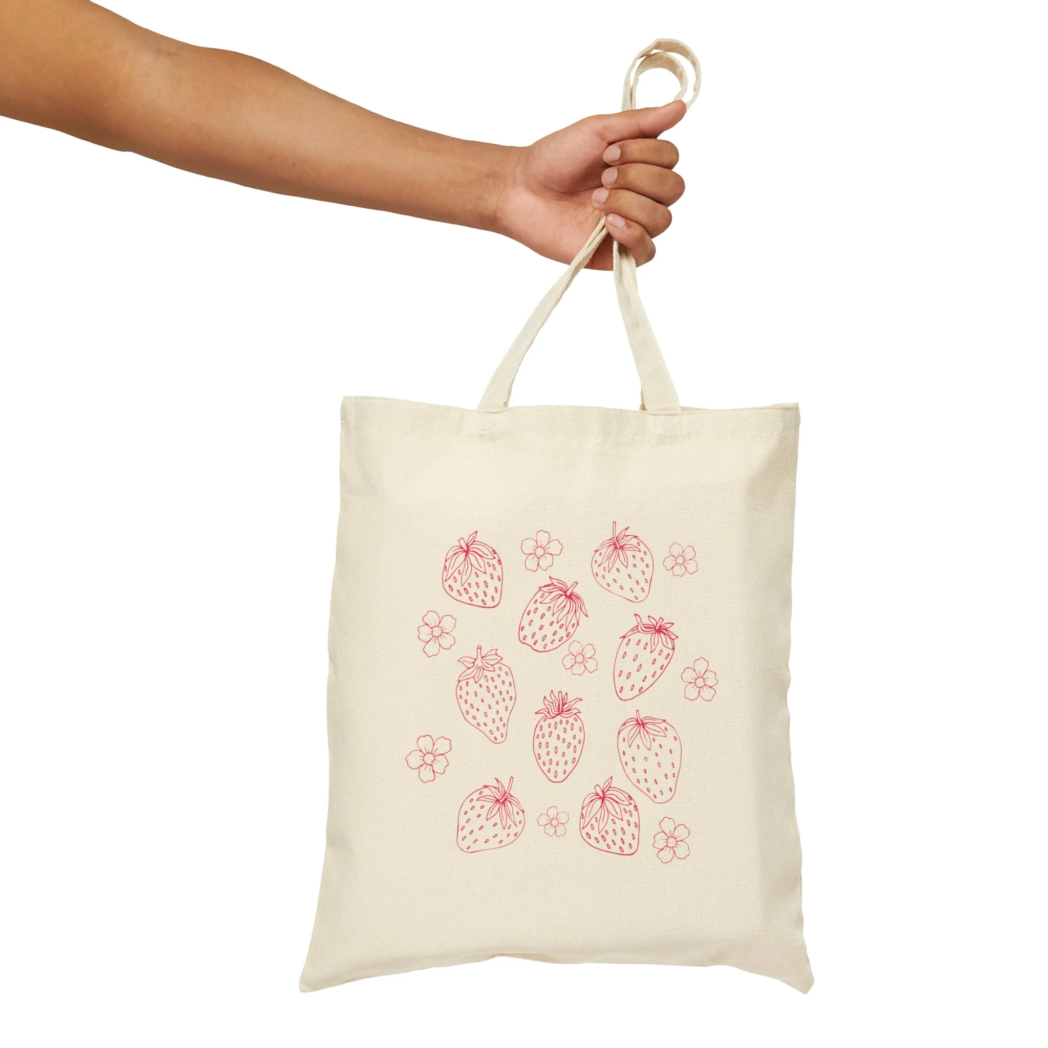 Cottagecore Strawberry Natural Canvas Cotton Tote Bag