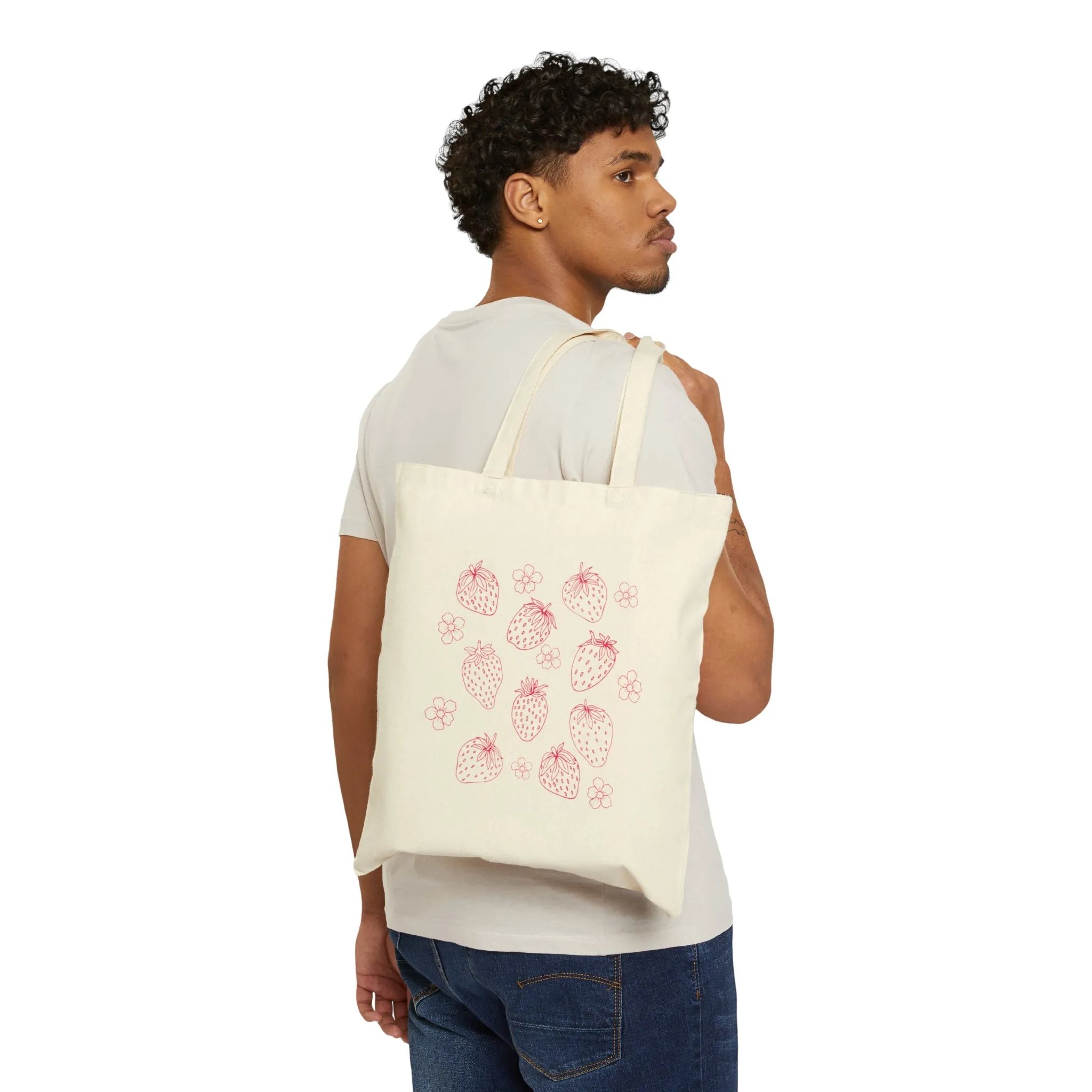 Cottagecore Strawberry Natural Canvas Cotton Tote Bag
