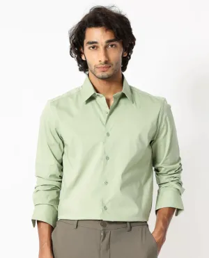 COTTON STRETCH PLAIN SHIRT - PASTEL GREEN