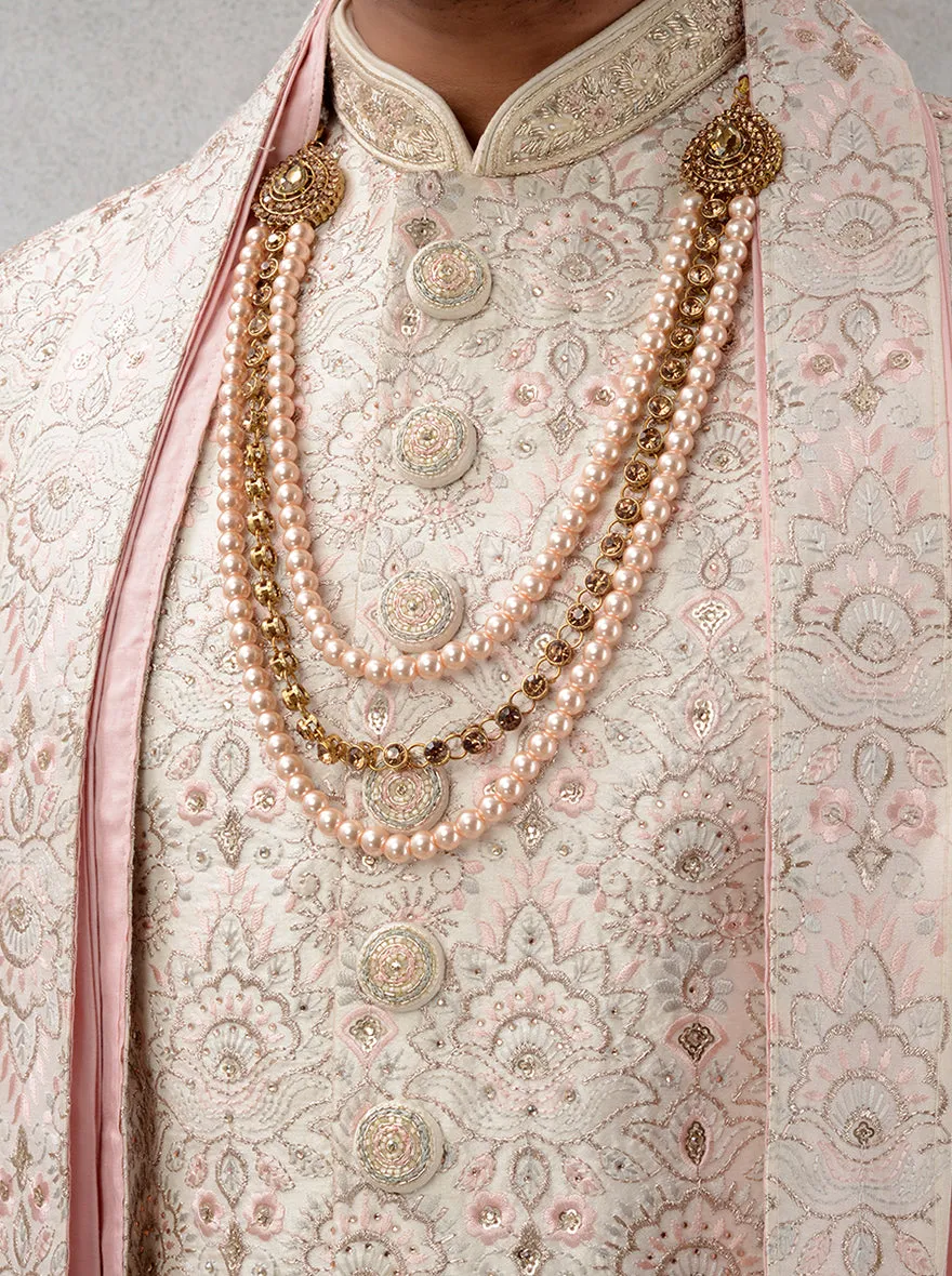 Cream & Gold Sherwani | TULA