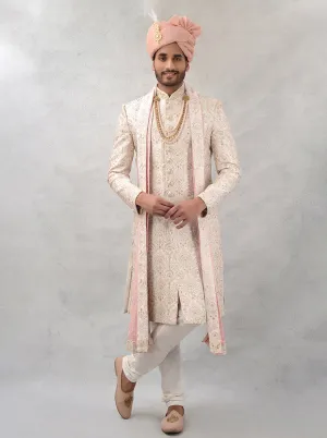 Cream & Gold Sherwani | TULA