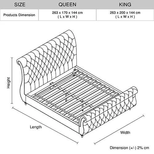Elsa Deluxe King Bed Frame Navy Grey