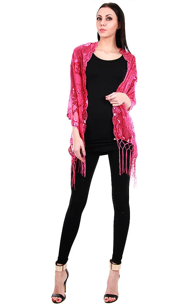 EV229 Fuchsia Bold Flower Shawl