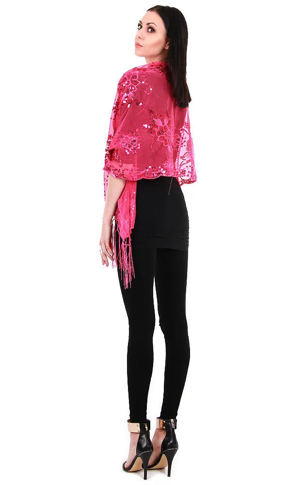 EV229 Fuchsia Bold Flower Shawl