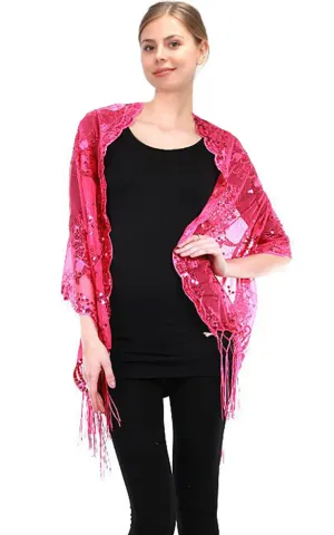 EV229 Fuchsia Bold Flower Shawl