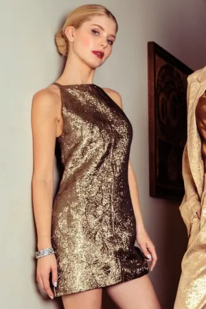 Gold Textured Halter Dress