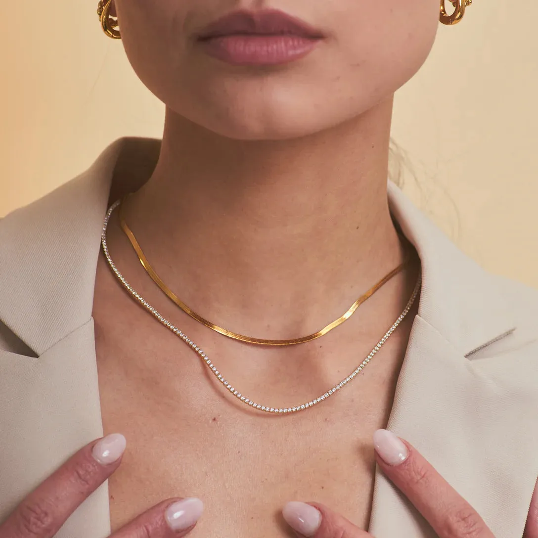 Isabella Herringbone Necklace - Gold