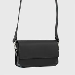 Leather Shoulder Bag - Curie  (Black)