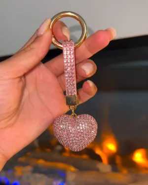 Love heart diamante keyring