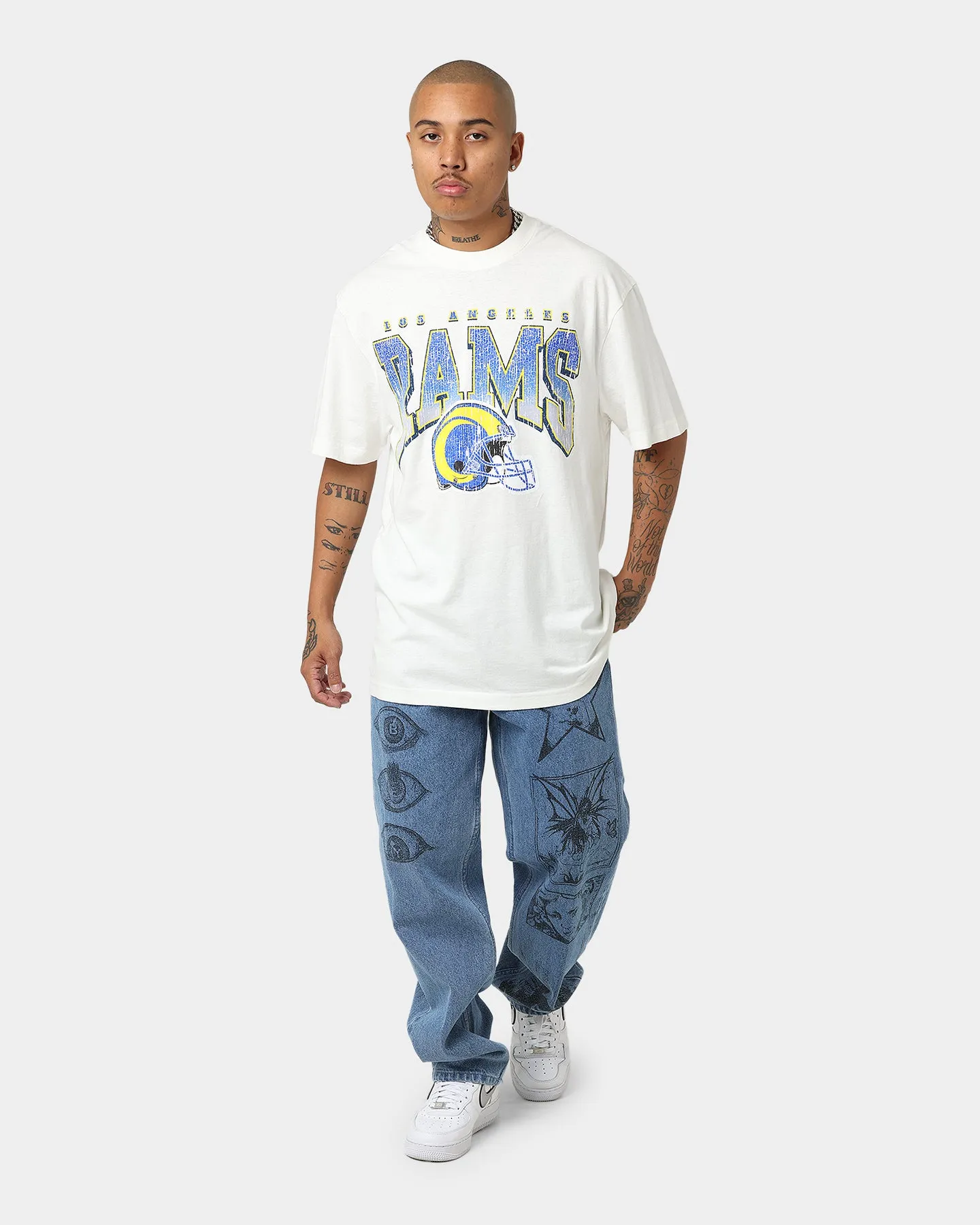 Majestic Athletic Los Angeles Rams Helmet Arch T-Shirt Vintage White