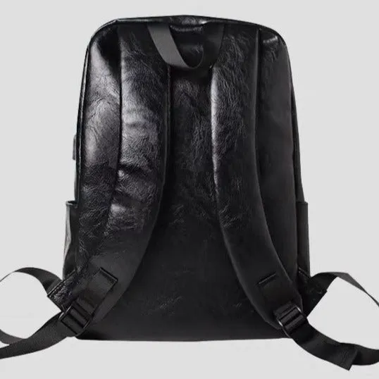Classic Black Leather Haversack for Men - Model 5189