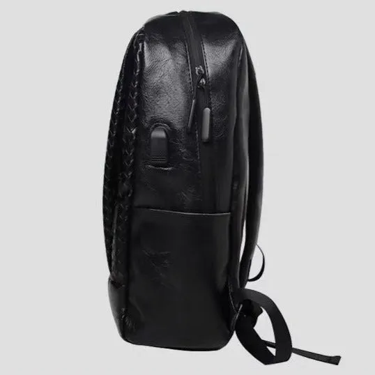 Classic Black Leather Haversack for Men - Model 5189