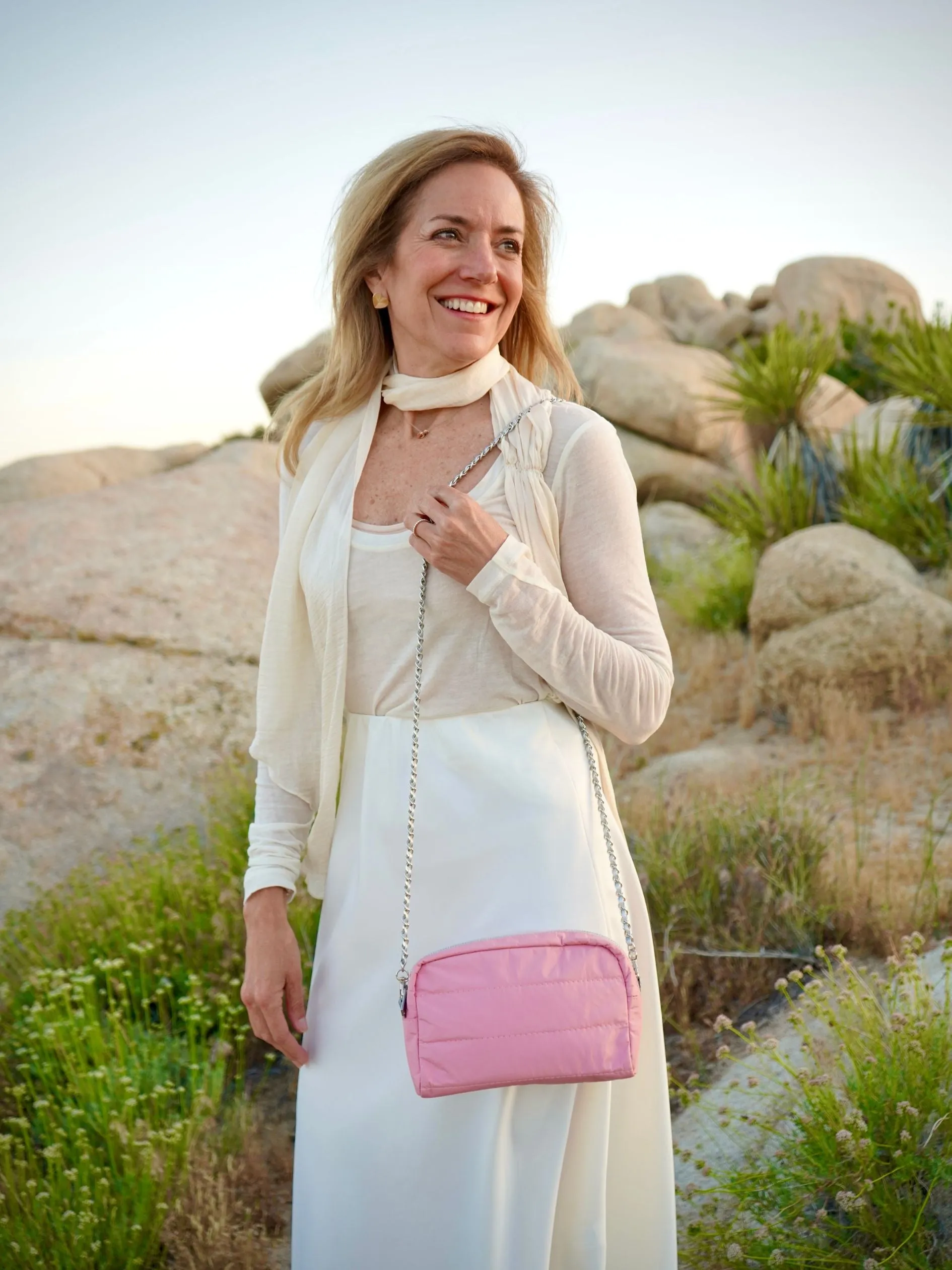 Mini Chain Puffer Purse in Fairy Pink