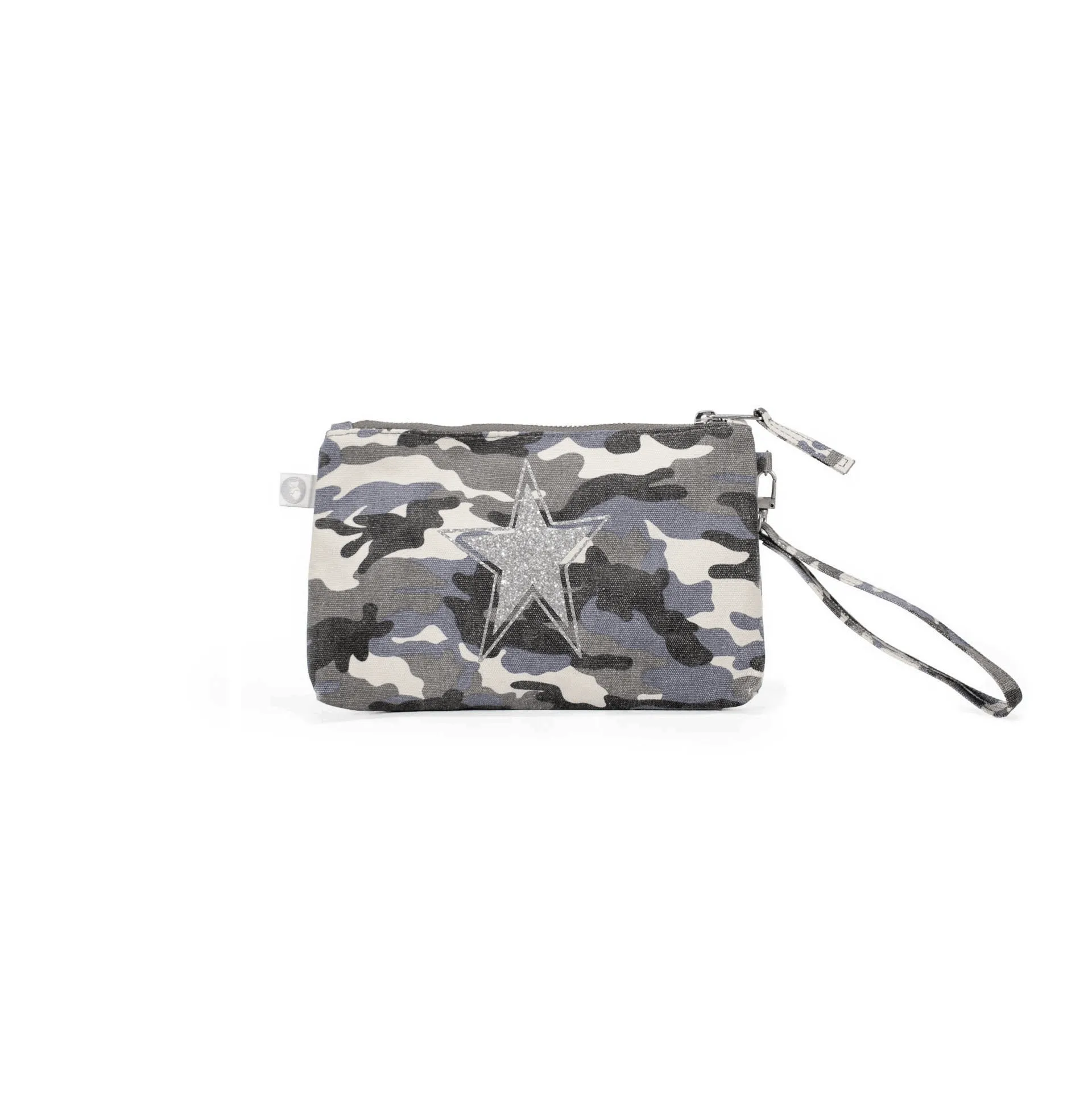 Mini Luxe Clutch with Wristlet: Grey Camouflage