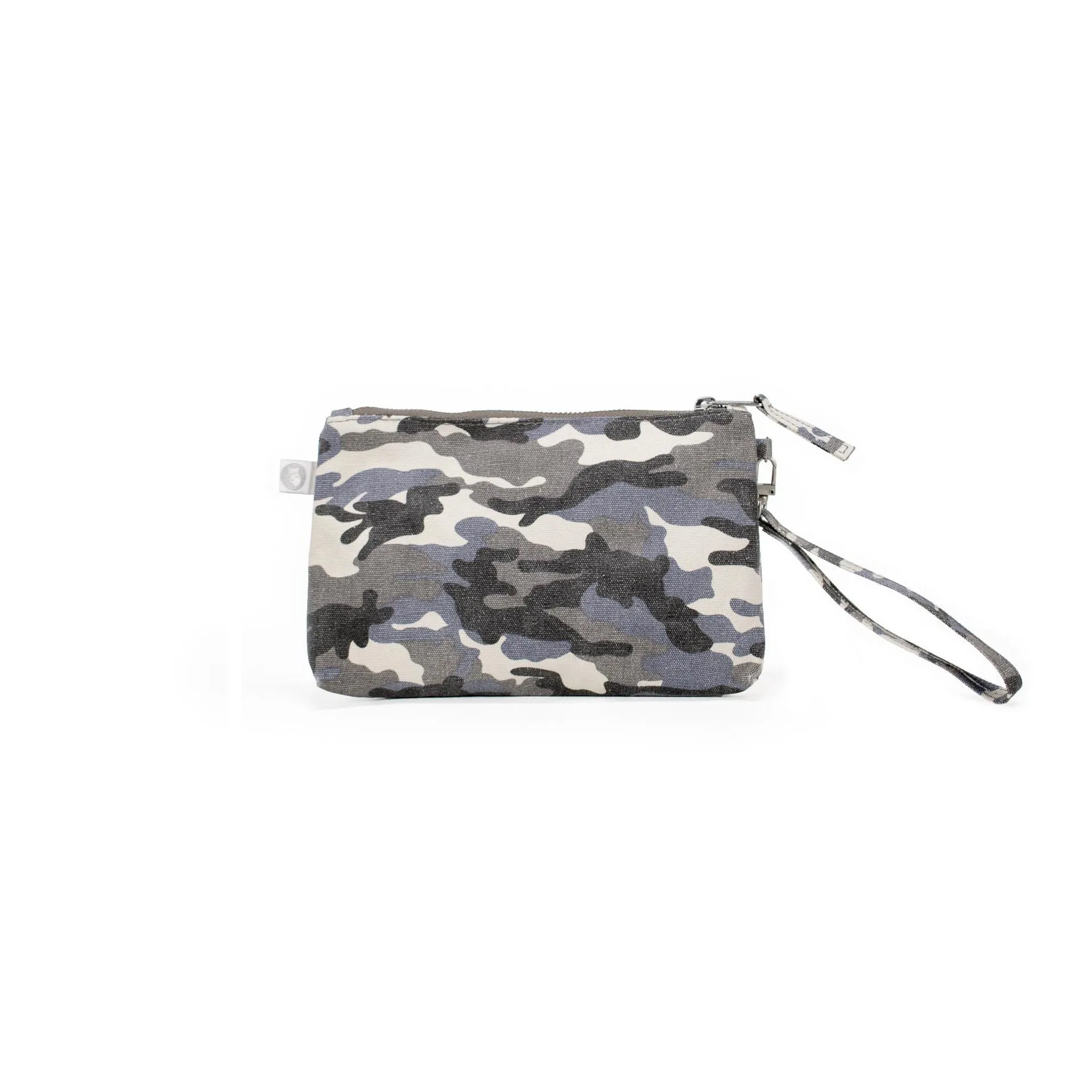 Mini Luxe Clutch with Wristlet: Grey Camouflage