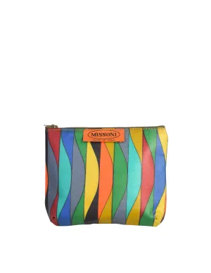 Missoni Vintage Multicolor Print Vinyl Zipper Pouch