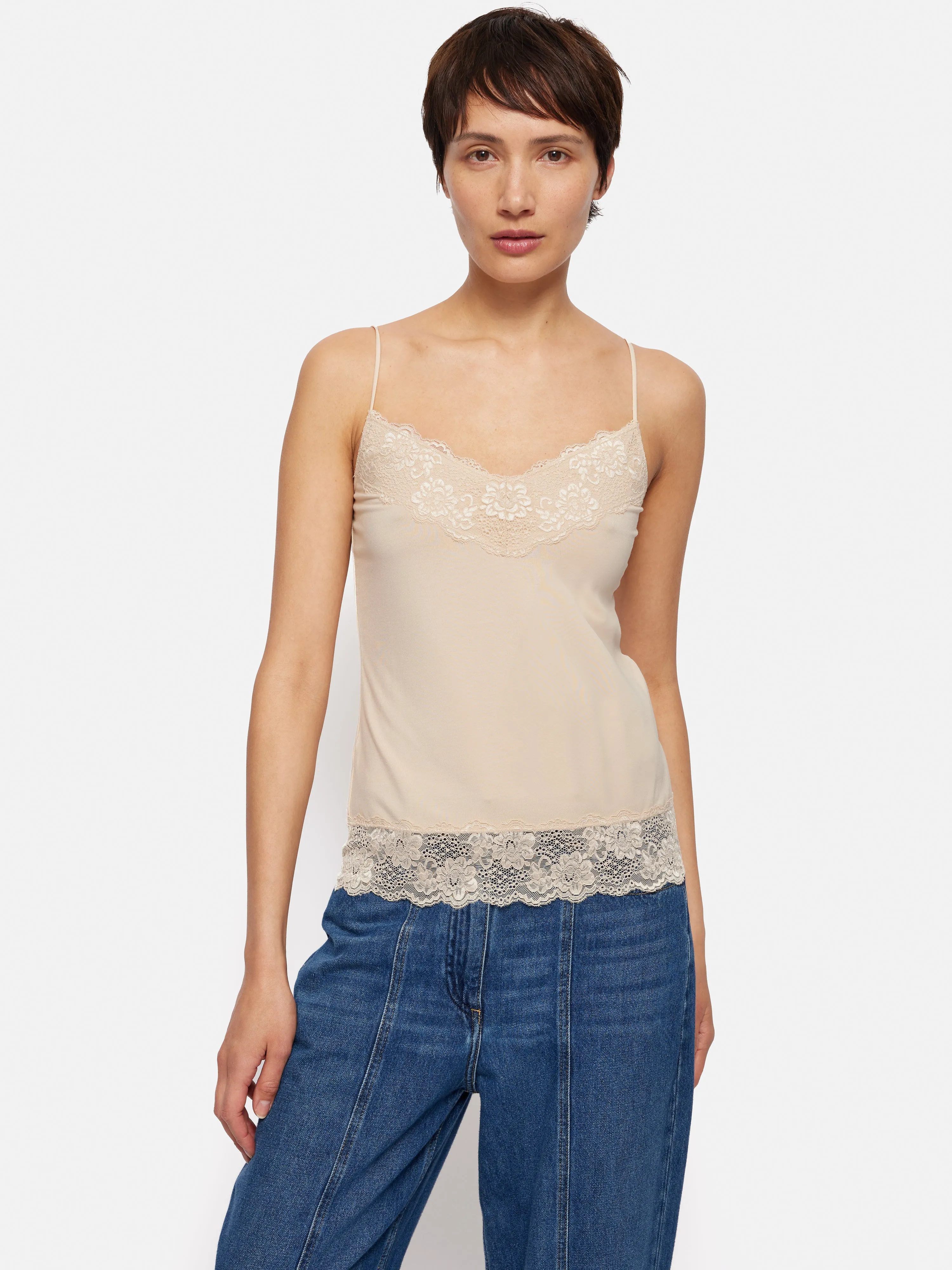 Modal Lace Vest | Pale Sand