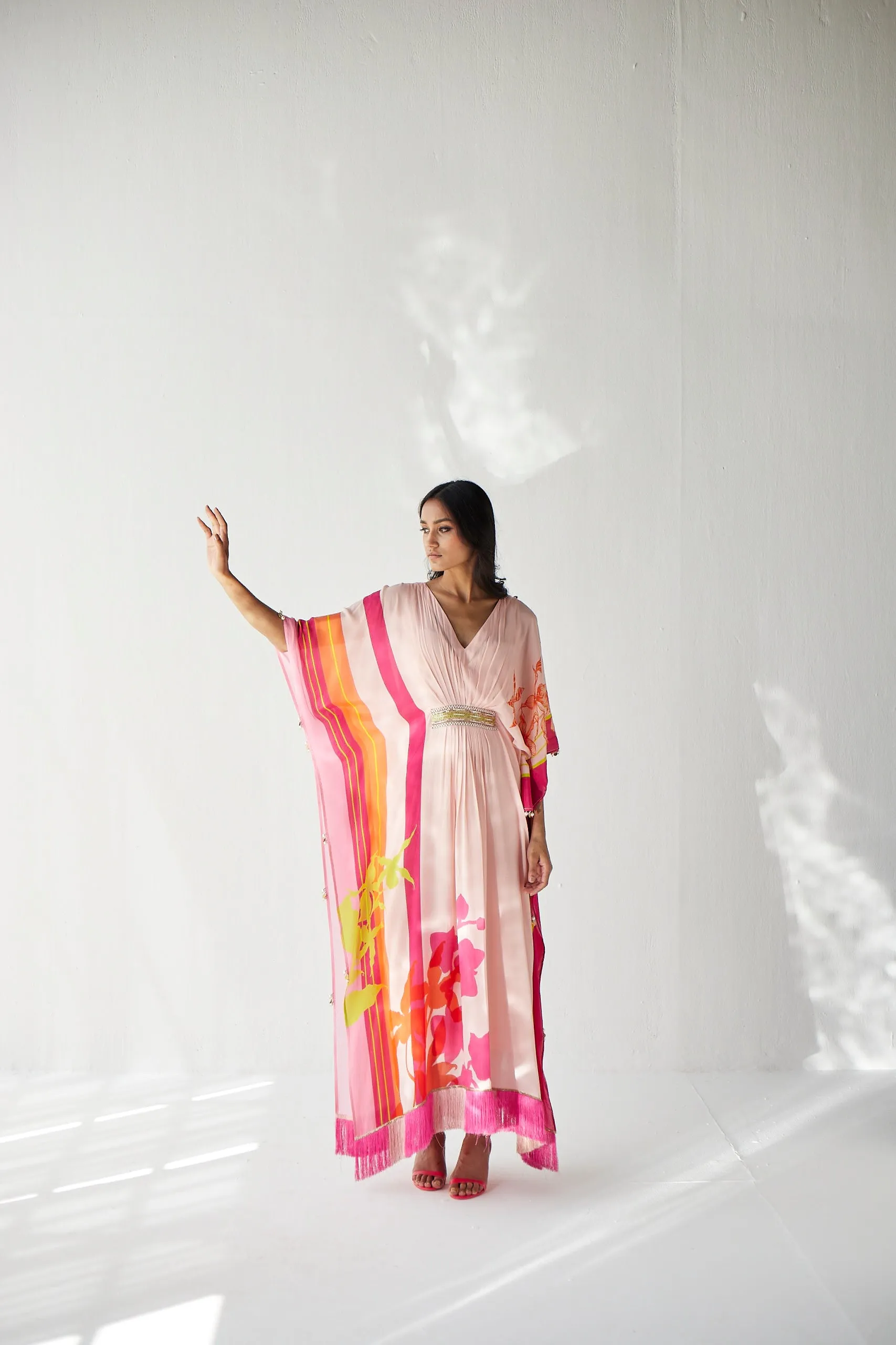 Pastel Pink Belt Kaftan
