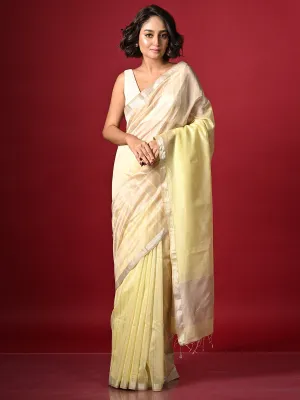 Pastel Yellow Handwoven Silk Cotton Maheshwari Saree