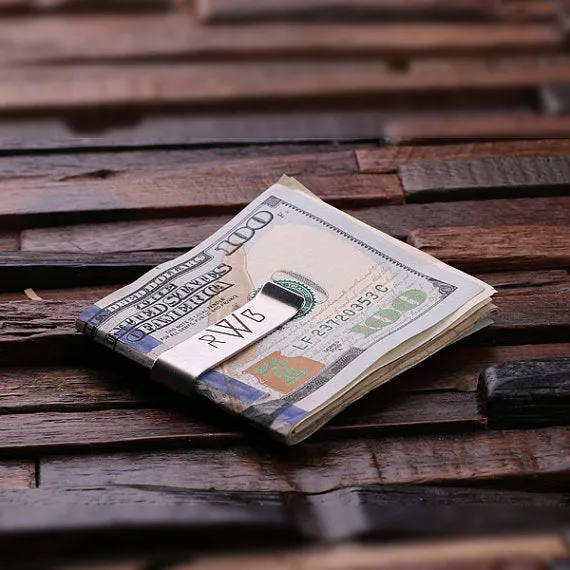 Personalised Rectangle Money Clip with Gift Box