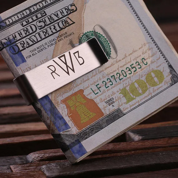 Personalised Rectangle Money Clip with Gift Box