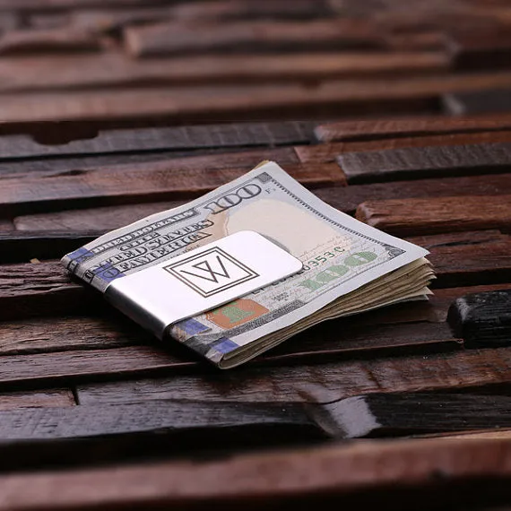 Personalised Stainless Steel Money Clip with Gift Box