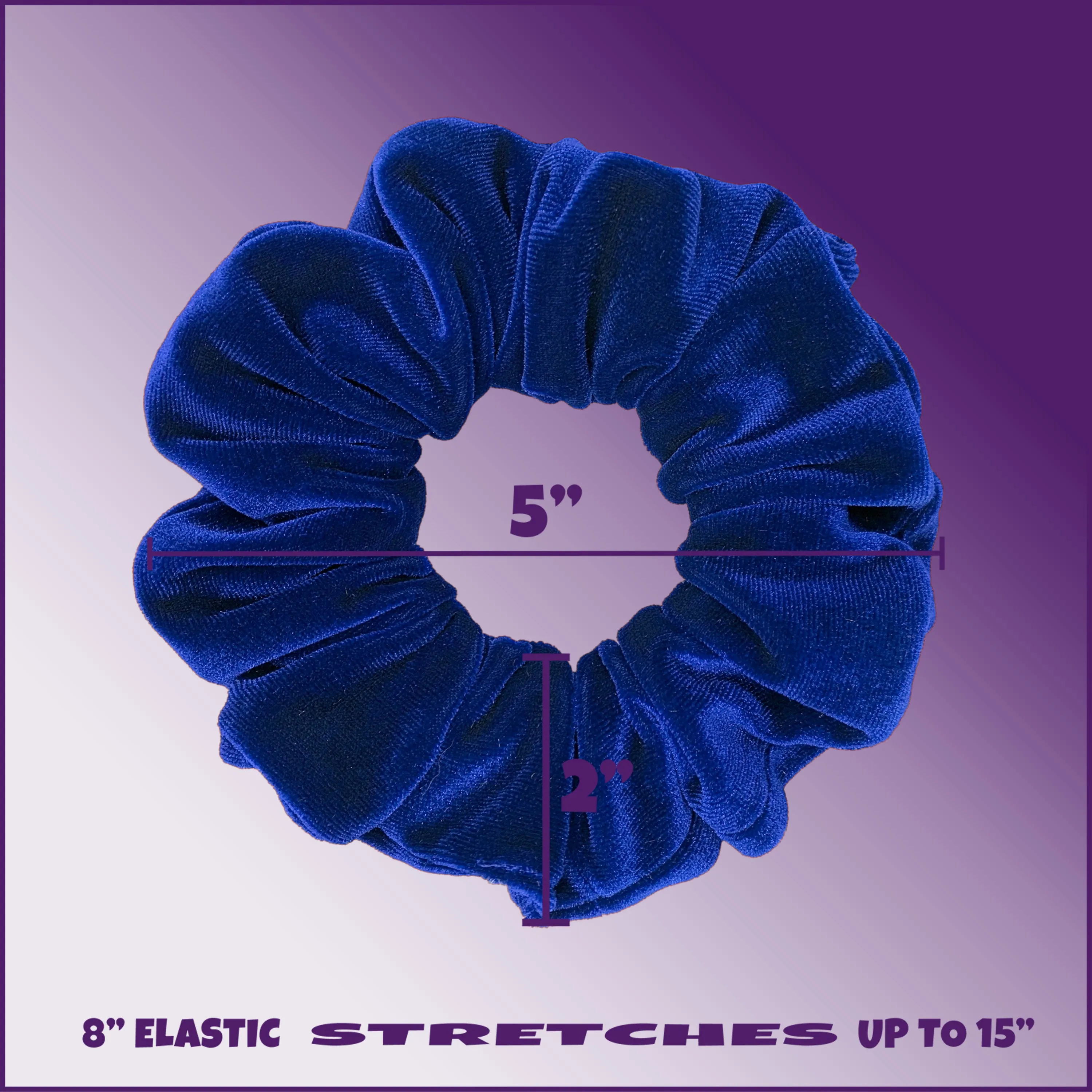 Plush Velvet Scrunchie Available in 3 Sizes Made in the USA Royal