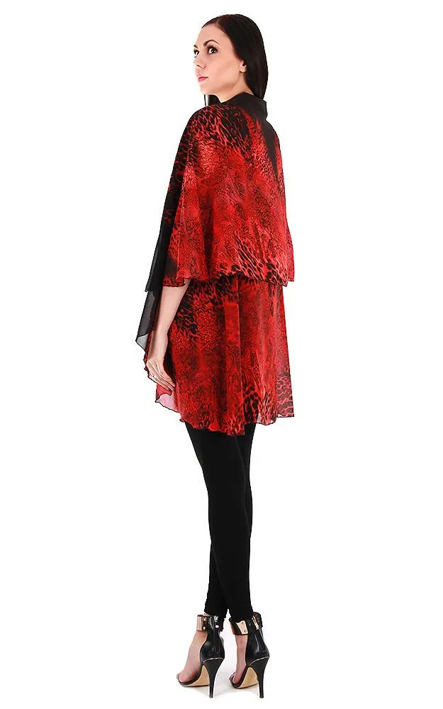 PN11 Leopard Printed Multi Shawl Vest