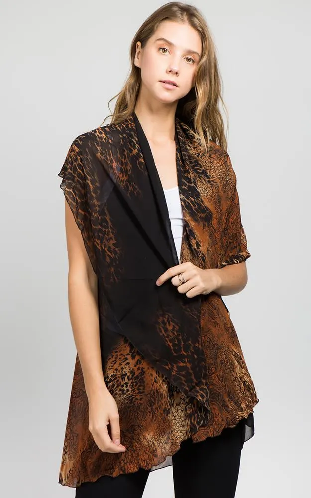PN11 Leopard Printed Multi Shawl Vest
